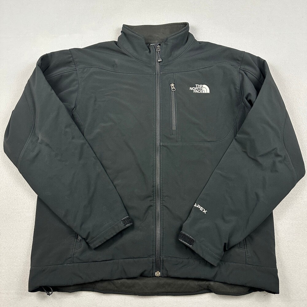 The North Face Jacket Men Large Black Full Zip Apex Hiking Pockets Logo L